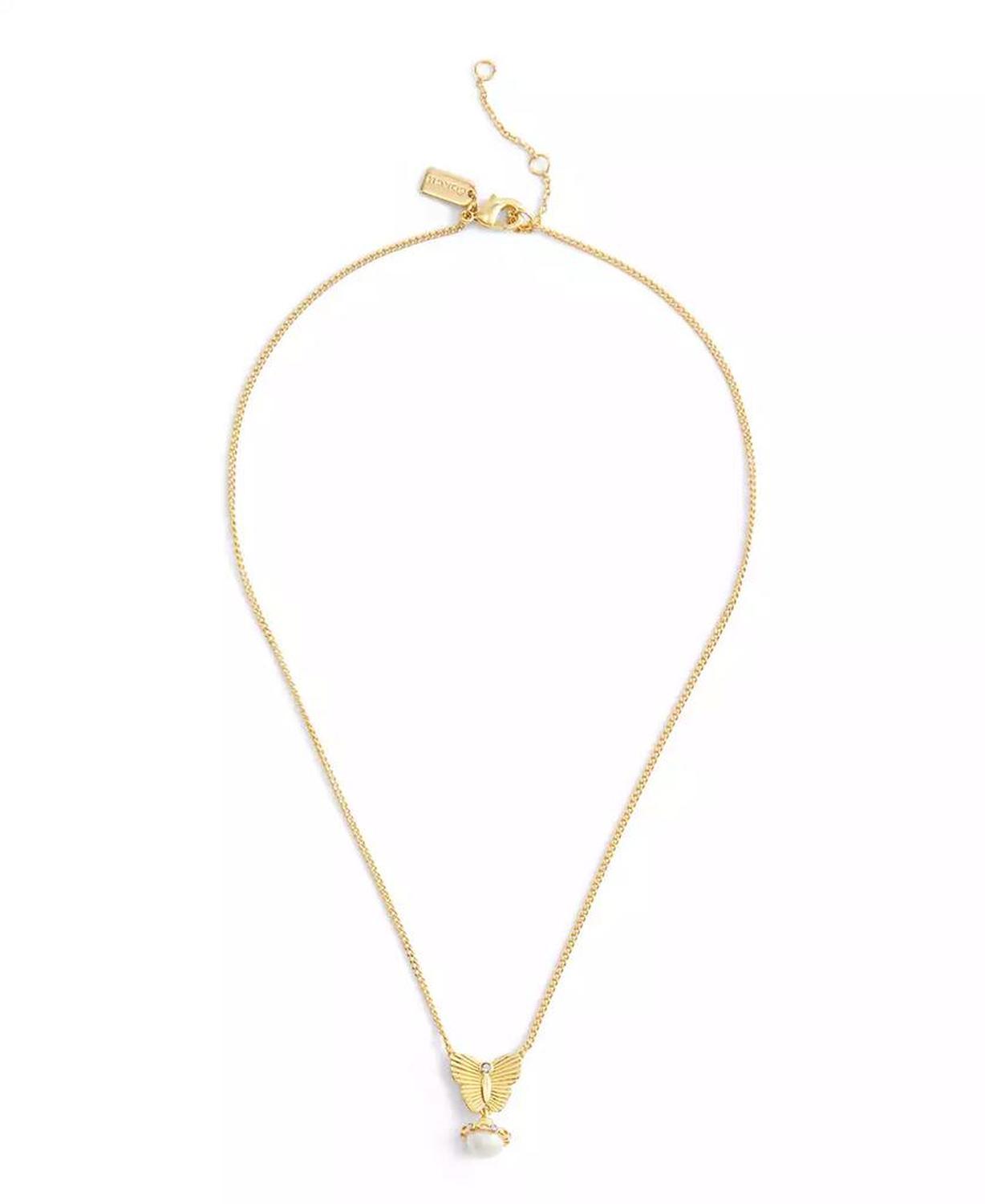 Faux Stone Signature Heritage Butterfly Cultivated Pearl Pendant Necklace