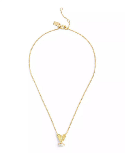 Faux Stone Signature Heritage Butterfly Cultivated Pearl Pendant Necklace