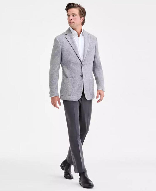 Men's Classic-Fit Stretch Heather Gray Knit Sport Coat