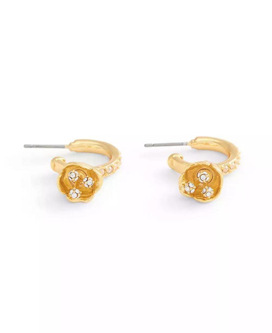 Faux Stone Floral Huggie Hoop Earrings