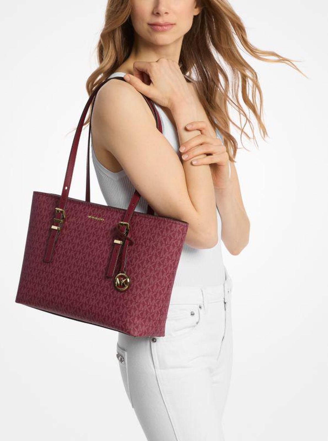 Quinn Medium Signature Logo and Leather Tote Bag