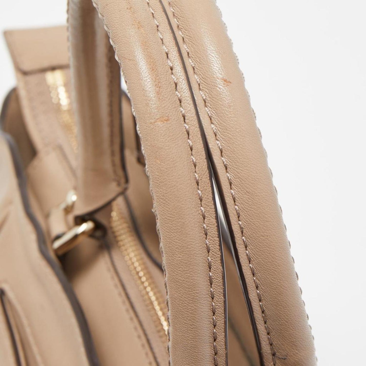 Michael Kors Beige Leather Amelia Top Zip Tote