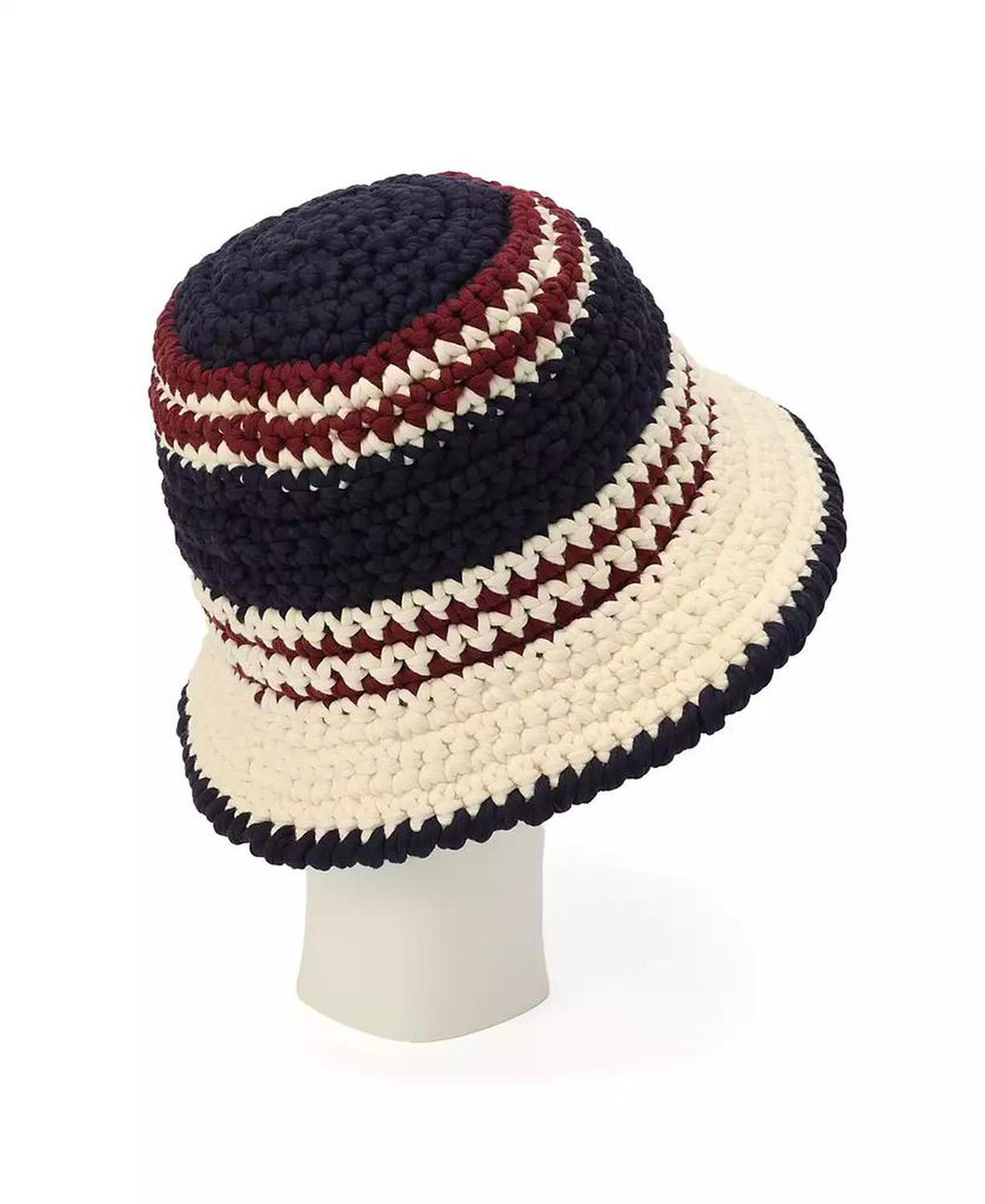 Women's Stripe Crochet Bucket Hat