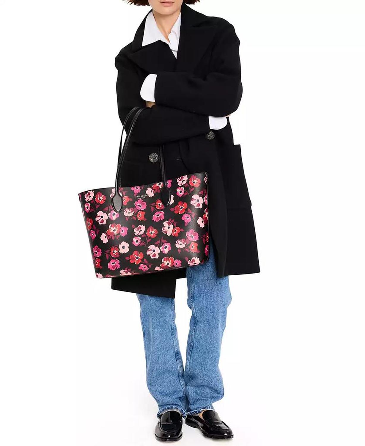 Women's Bleecker Fall Poppies Large Tote Bag