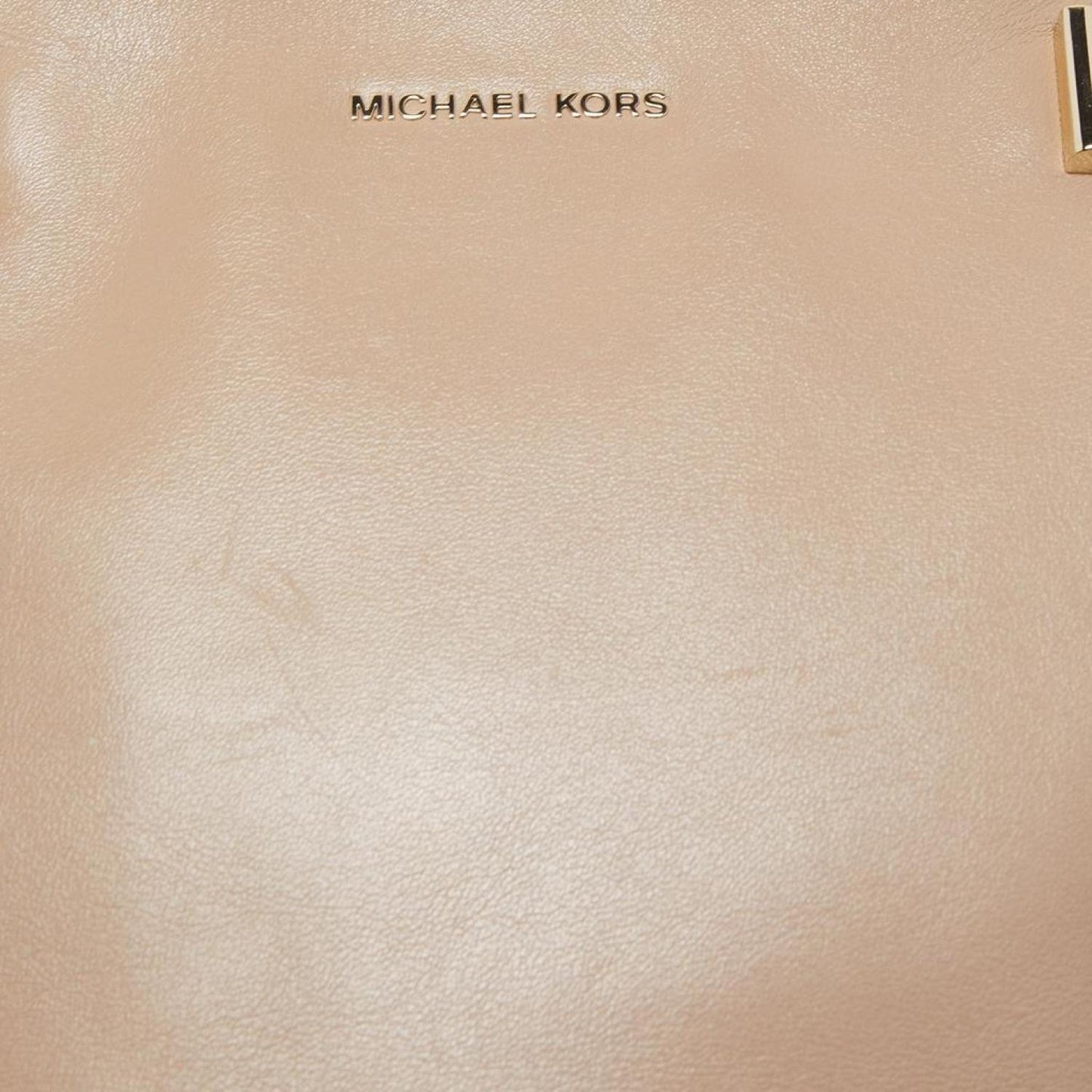 Michael Kors Beige Leather Amelia Top Zip Tote
