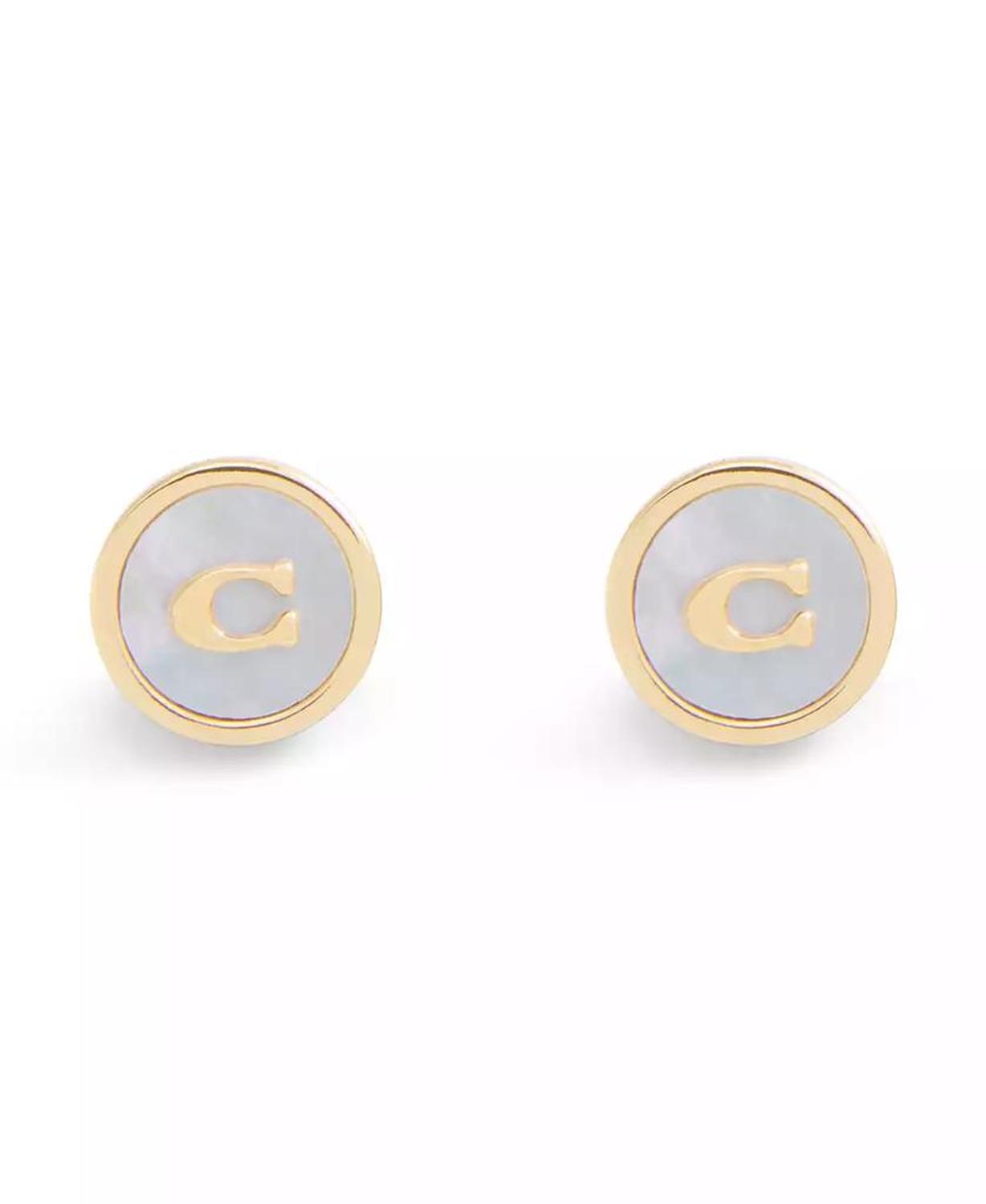 Signature Mother of Pearl Coin Stud Earrings