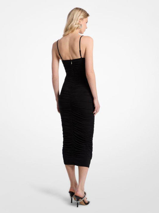 Ruched Stretch Matte Jersey Dress
