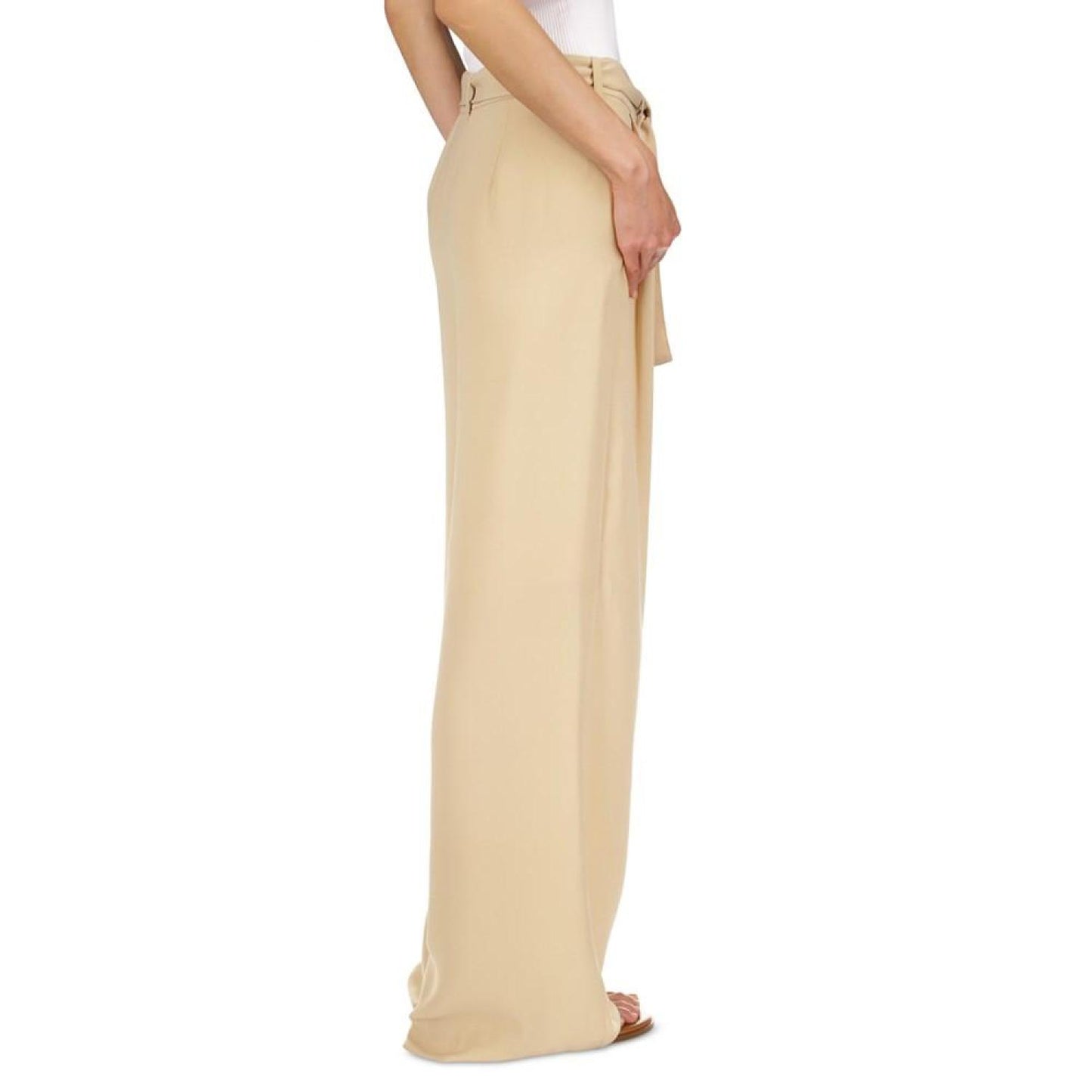 Women's Self-Sash Drapey Crepe Wide-Leg Pants