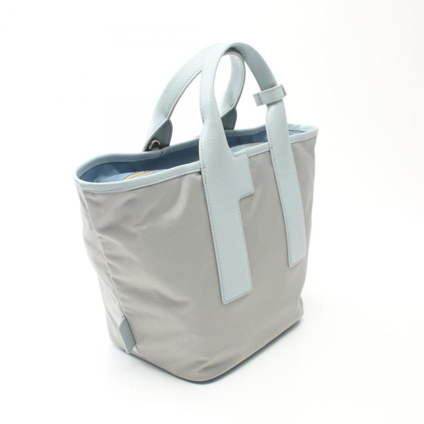 blue  Leather Nylon Canvas Handbag