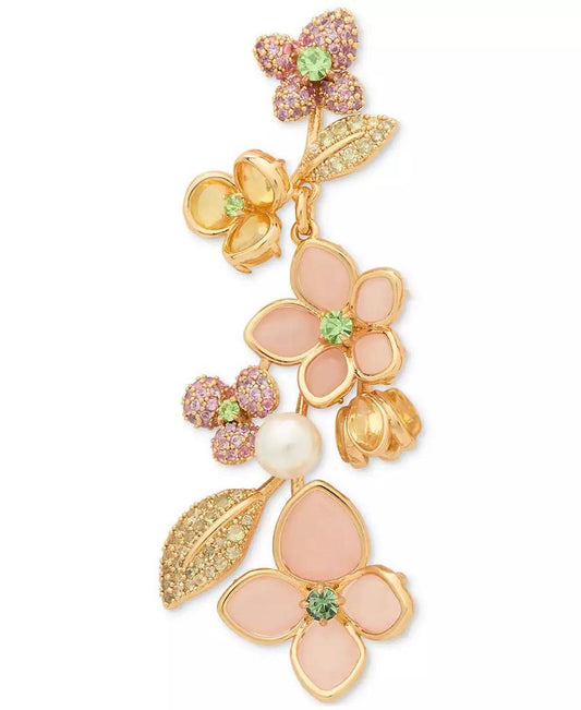 Gold-Tone Pastel Petals Linear Earrings