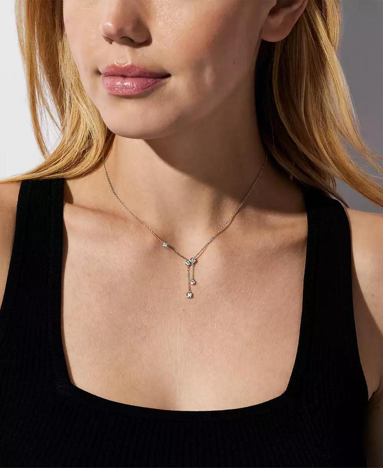 Brilliance Lariat Cubic Zirconia Y Pendant Necklace
