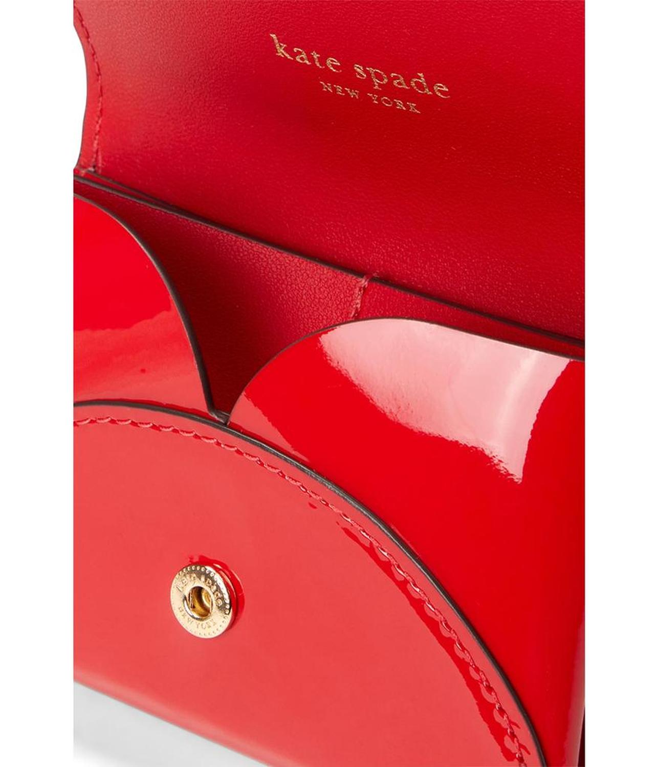 Key To My Heart Embossed Patent Leather Flap Card Case