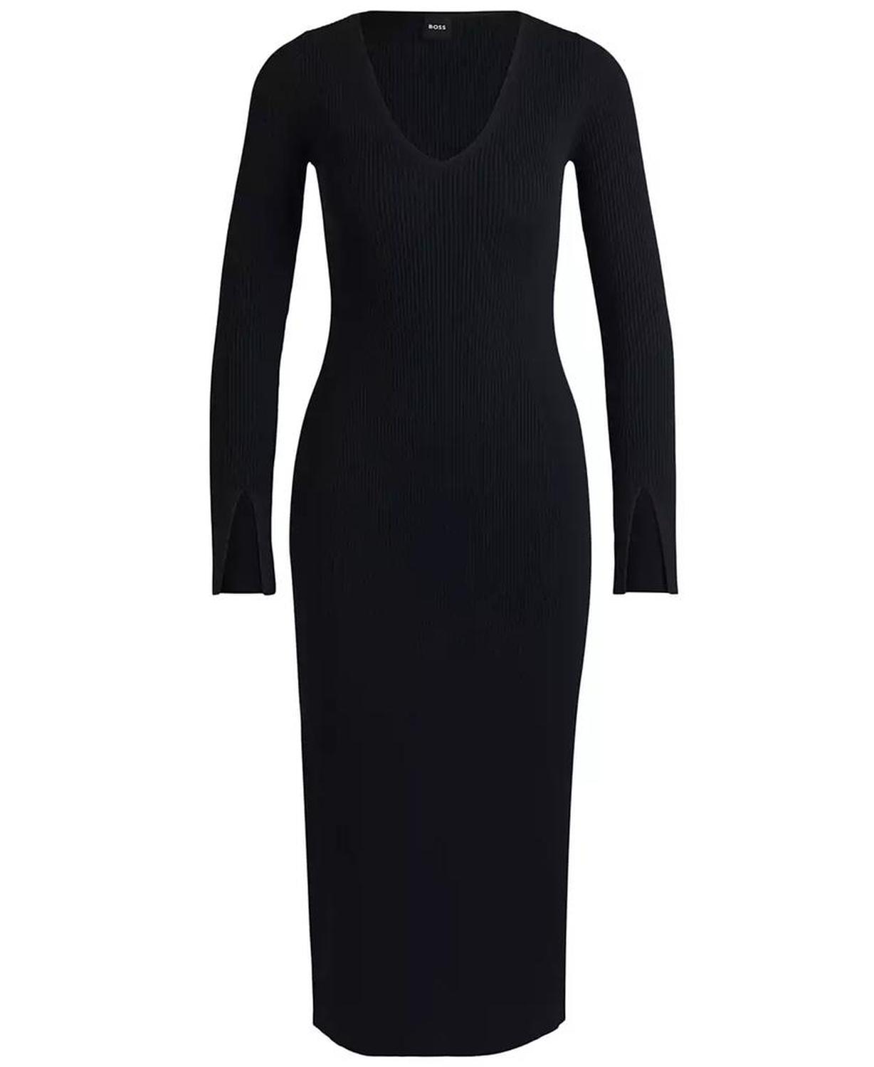 Women's Ribbed-Knit V-Neck Dress