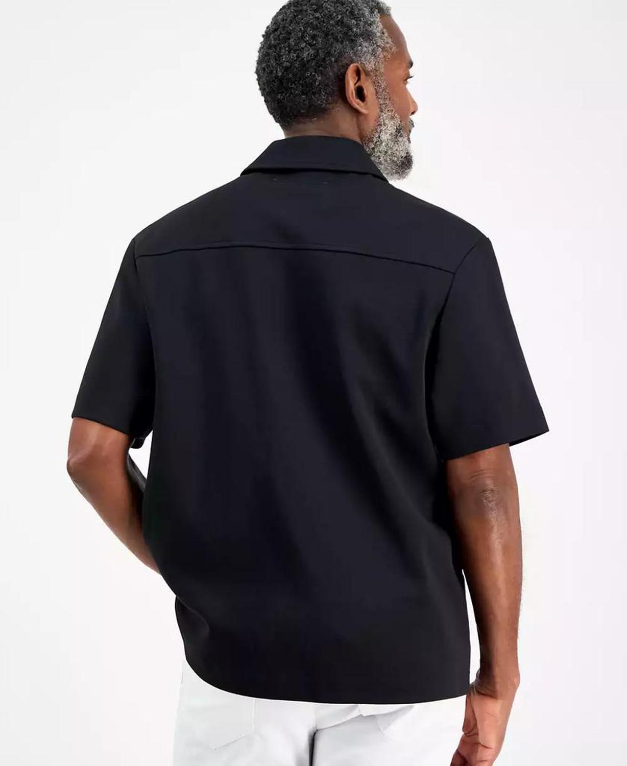 Men's Double Knit Zipper Short-Sleeve Shirt