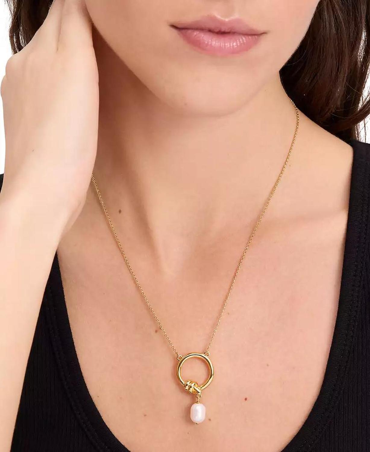 Gold-Tone Freshwater Pearl Pendant Necklace, 18" + 3" extender