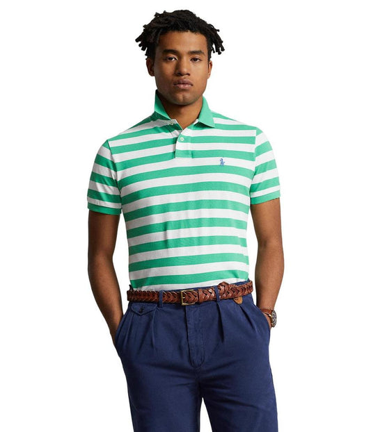 Classic Fit Striped Mesh Polo Shirt