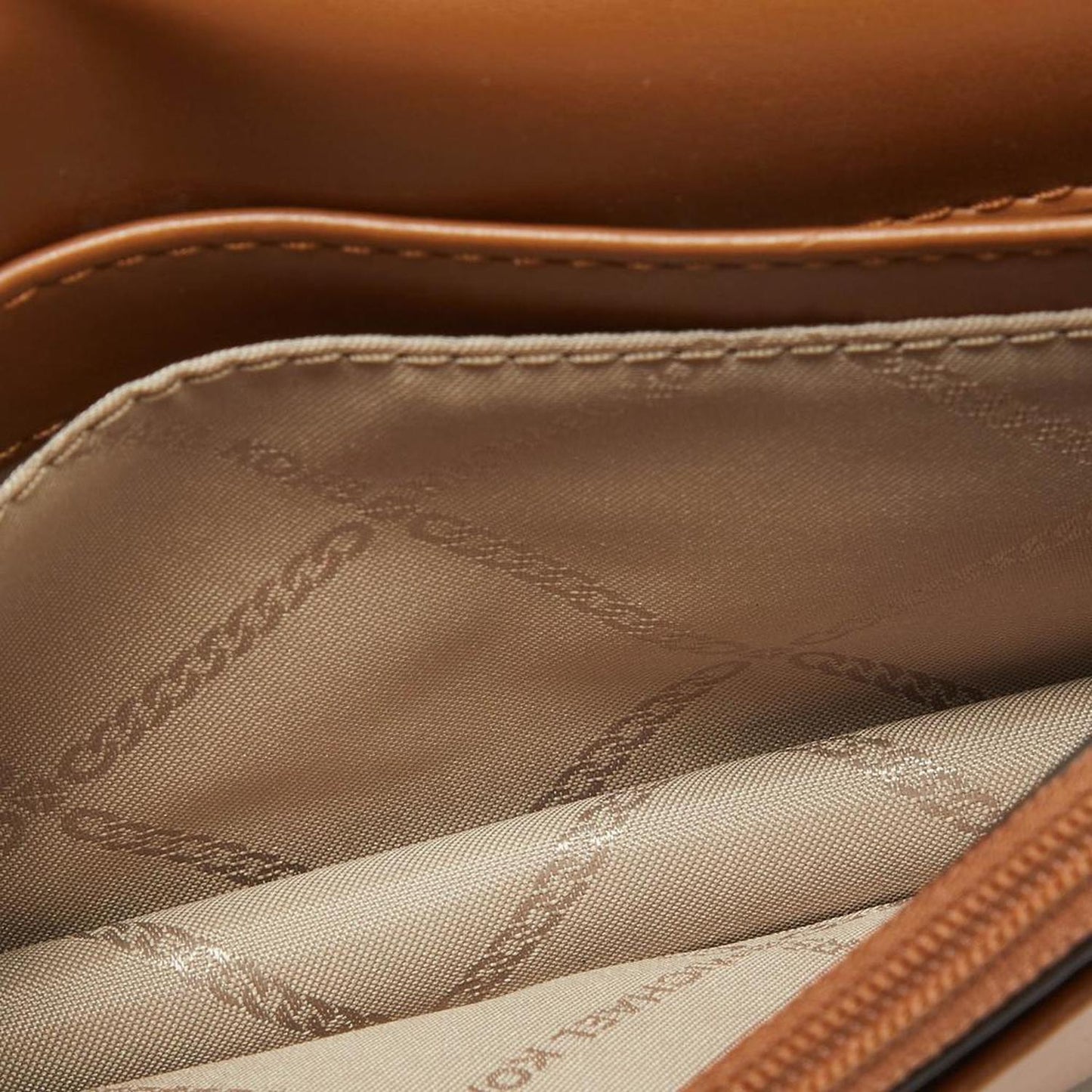 Michael Kors Brown /white Signature Coated Canvas And Leather Phone Wallet Bag