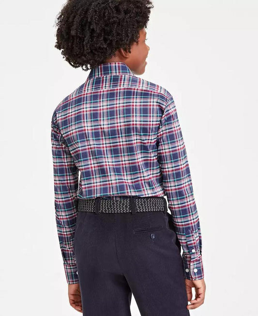Big Boys Plaid Button Up Dress Shirt