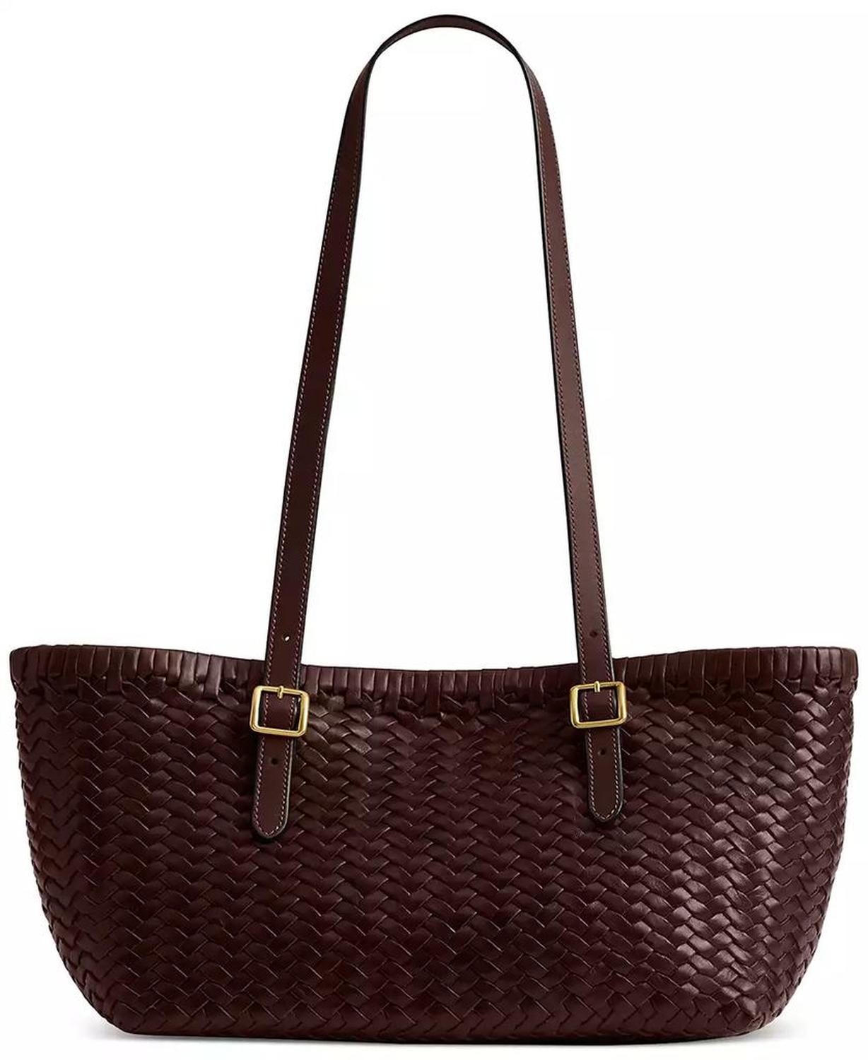 Woven Leather Swing Tote Bag