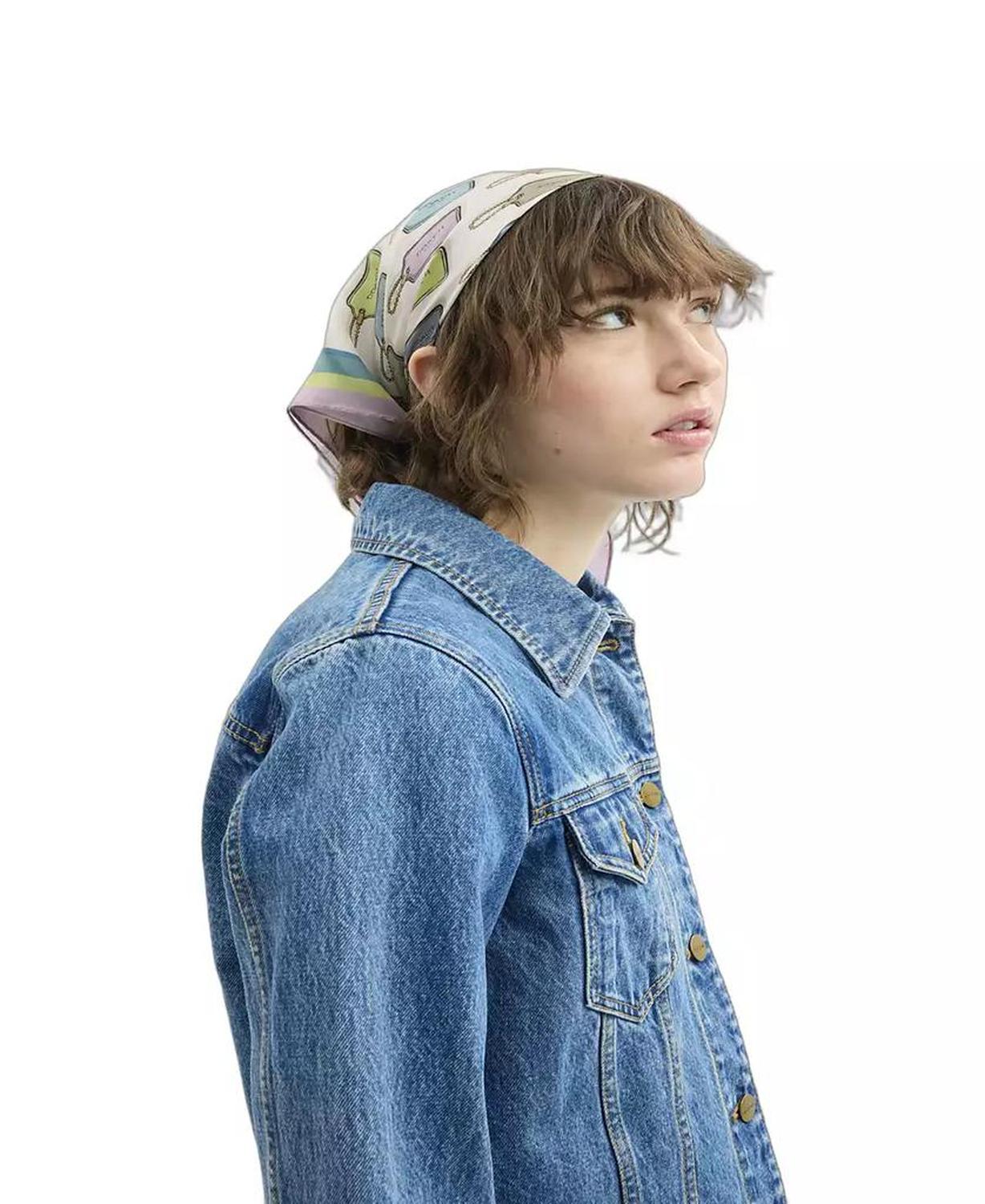 Hang Tag Printed Silk Bandana Scarf