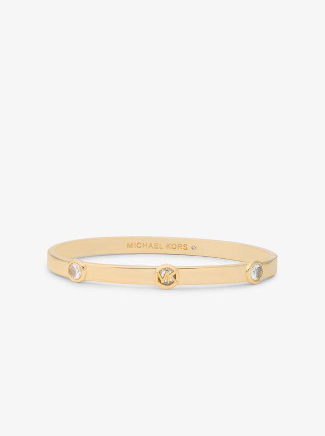 Precious Metal-Plated Brass Logo Bangle