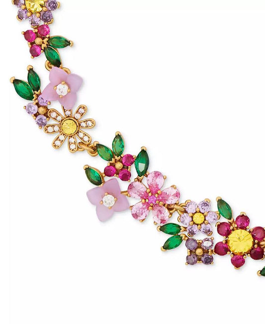 Gold-Tone Stone & Cubic Zirconia Bursting Blooms Statement Necklace, 16" + 3" extender