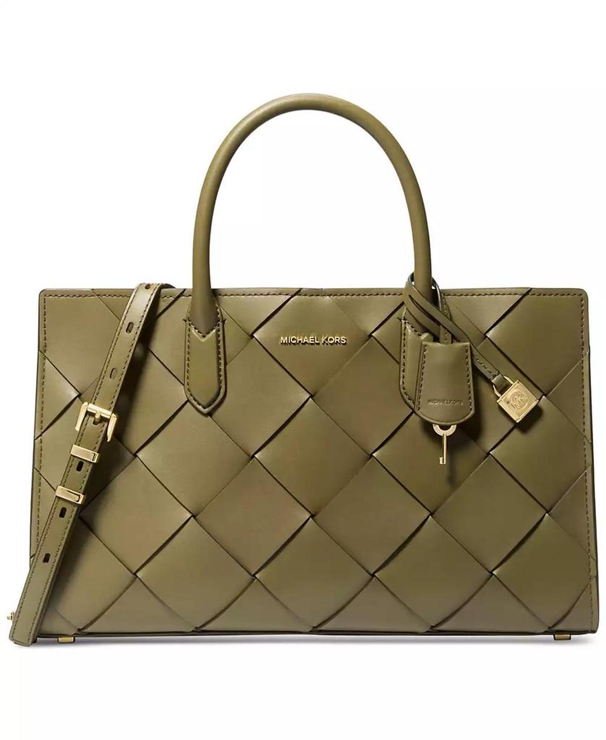 Scarlett Medium Woven Leather East West Satchel