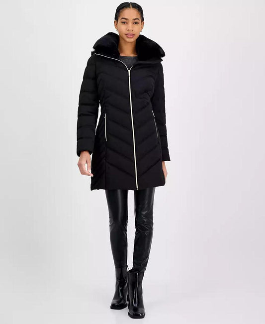 Women's Faux-Fur-Trim Hooded Puffer Coat