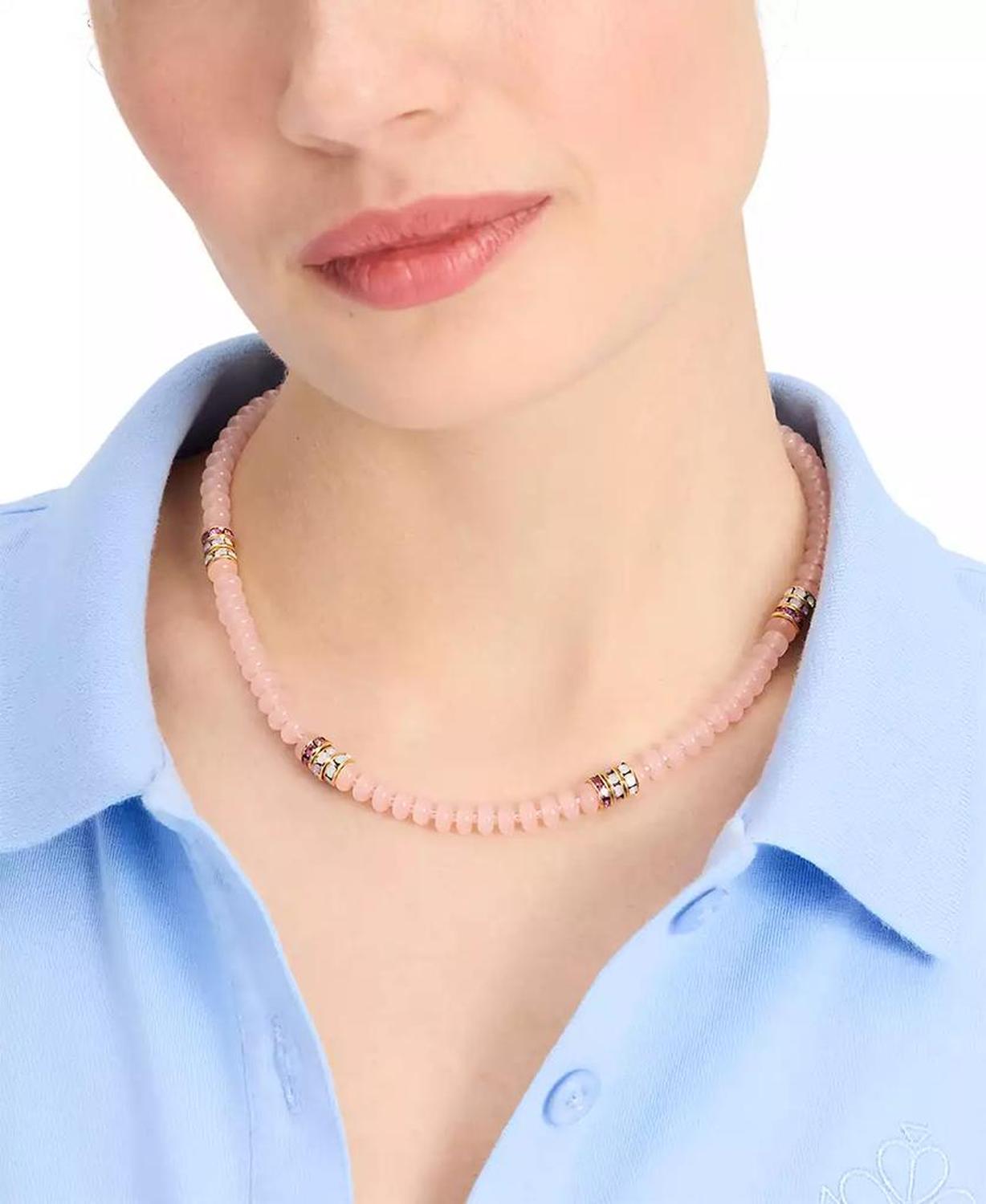 Gold-Tone Crystal & Color Bead Collar Necklace, 16" + 3" extender