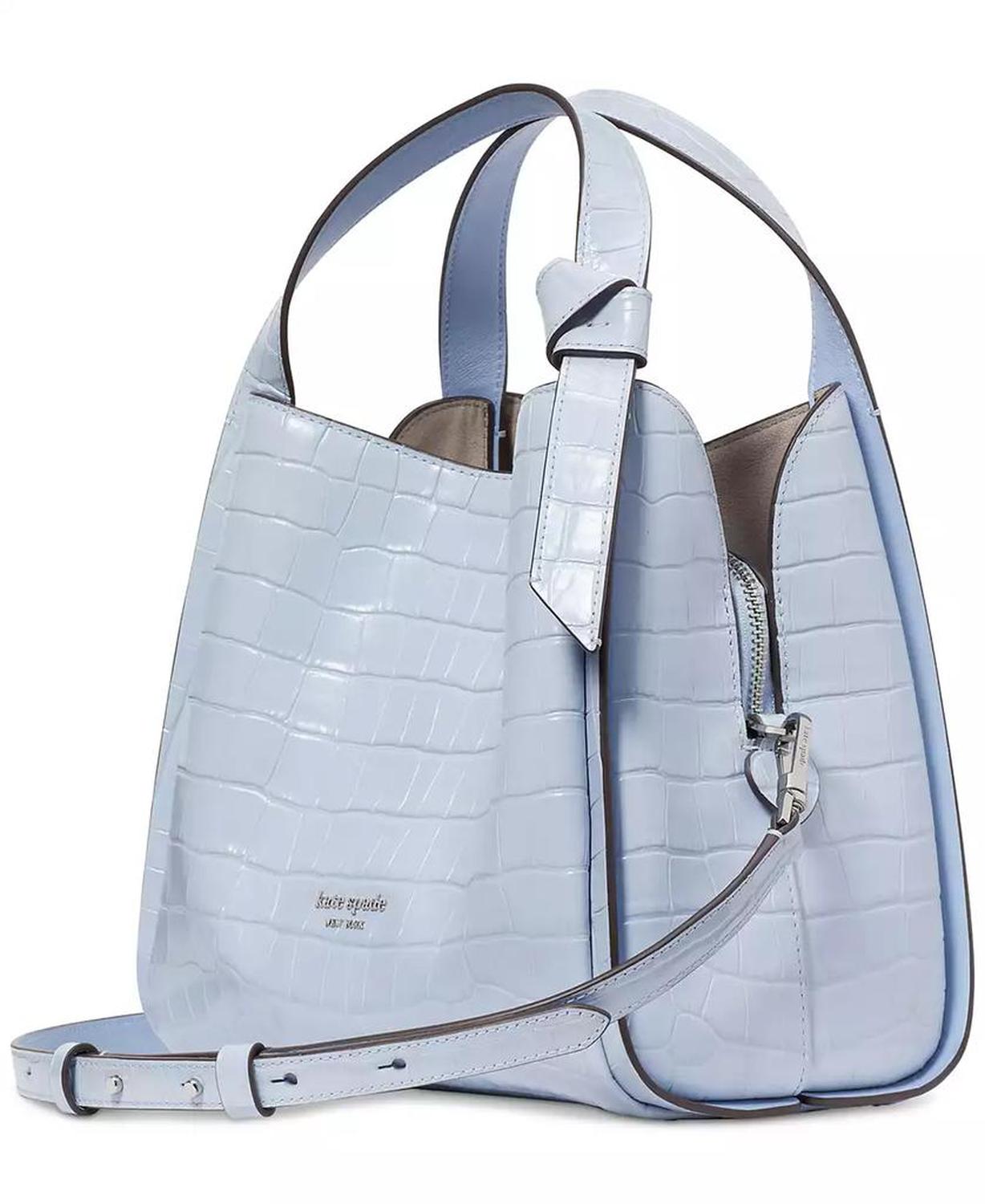 Knott Croc Embossed Leather Small Crossbody Tote