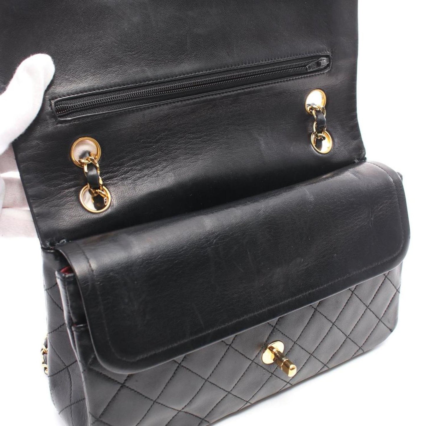 Matelasse W Flap W Chain Shoulder Bag Lambskin Gold Hardware Vintage Vintage