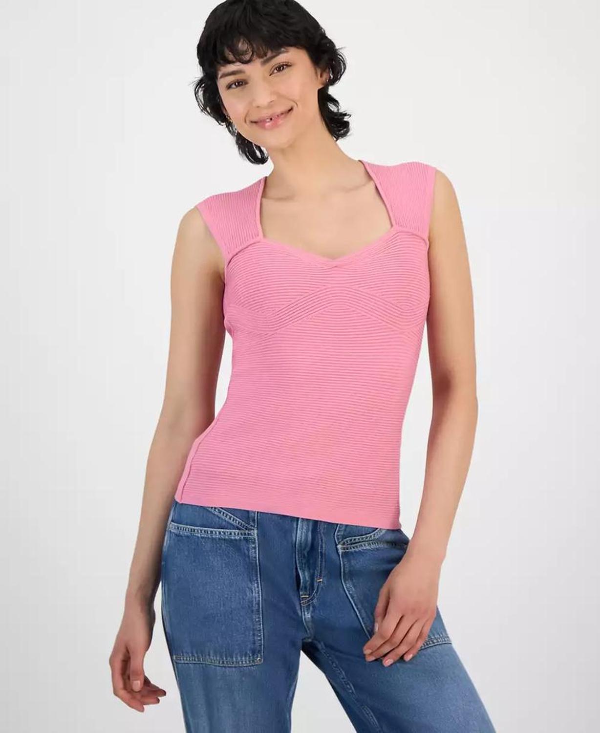 Women's Sweetheart-Neck Sleeveless Knit Top