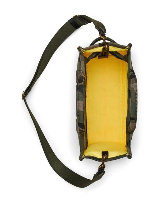 Khaki Cotton Camouflage Tote Bag With Adjustable Strap