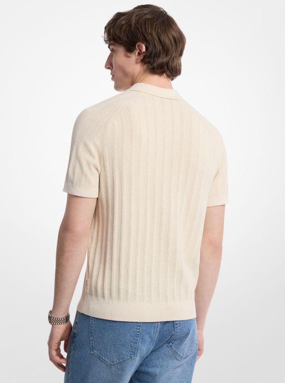 Cotton Knit Zip Polo Shirt