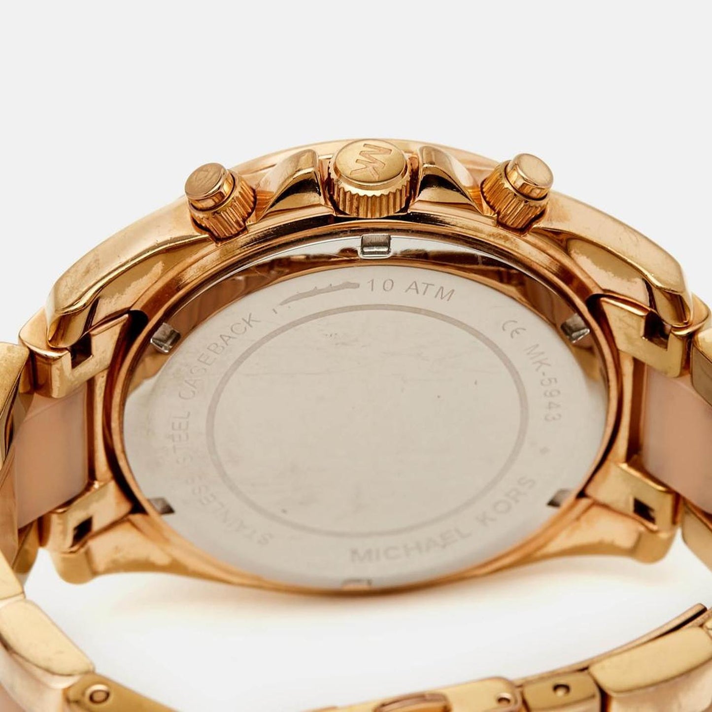 Michael Kors Champagne Gold Plated Stainless Steel Acetate Blair Mk5943 Women's Wristwatch 38 Mm