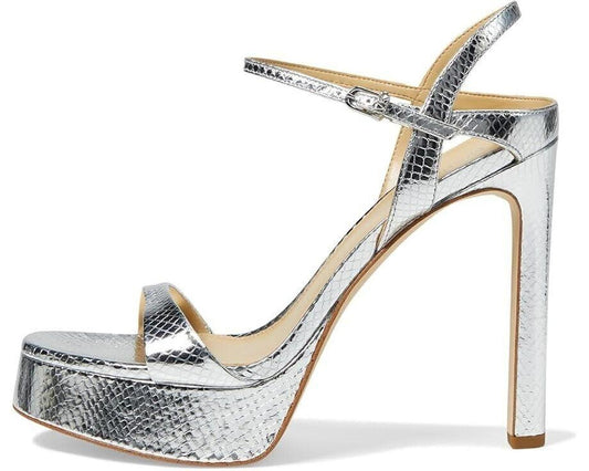 Amara 40S4AMHS2M-040 Sandal Womens 8 Silver Leather Platform ZPO893