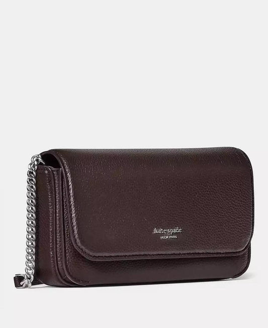 Ava Pebbled Leather Flap Chain Wallet