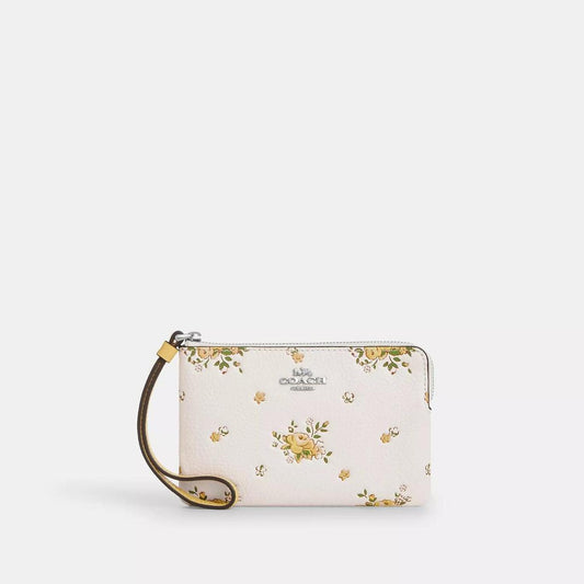 Corner Zip Wristlet With Floral Print