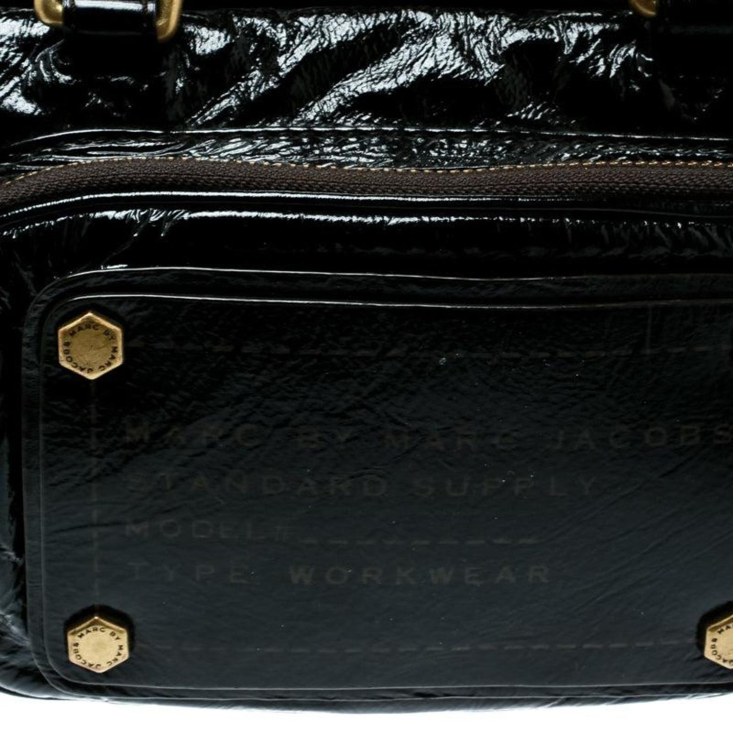 Marc By Marc Jacobs Laminated Leather Zip Pockets Satchel