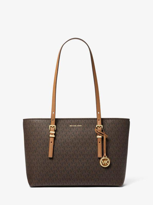 Quinn Medium Signature Logo and Leather Tote Bag