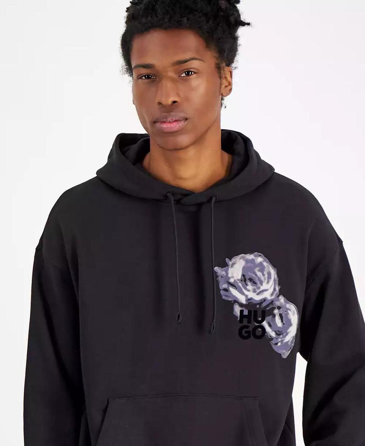 Men's Relaxed-Fit Floral Logo-Print Hoodie