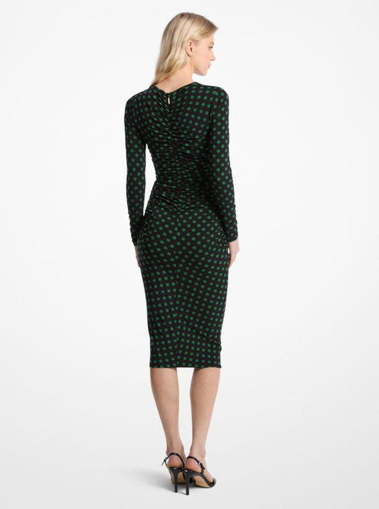 Polka Dot Stretch Matte Jersey Midi Dress