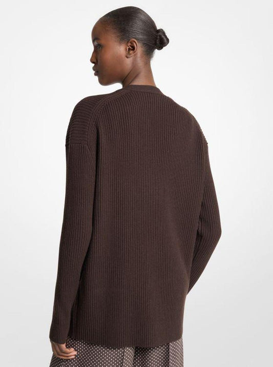 Ribbed Cashmere Blend Cardigan
