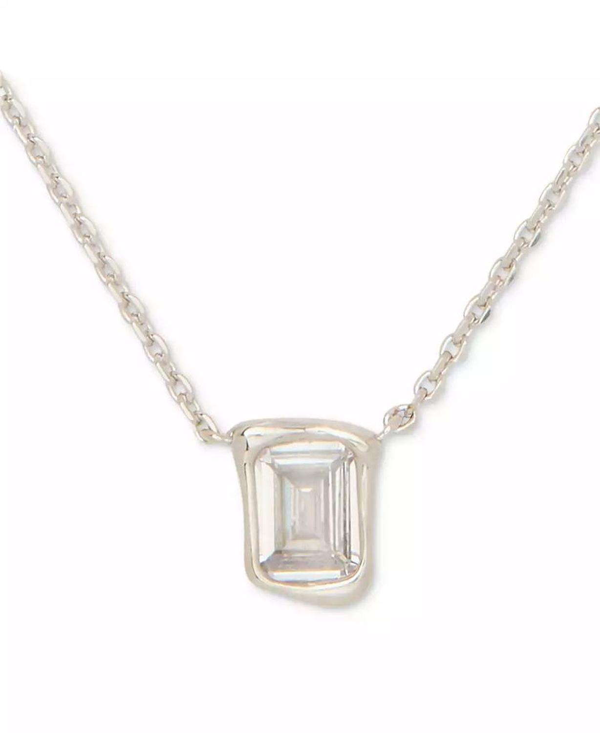 Cubic Zirconia Pendant Necklace, 16" + 3" extender