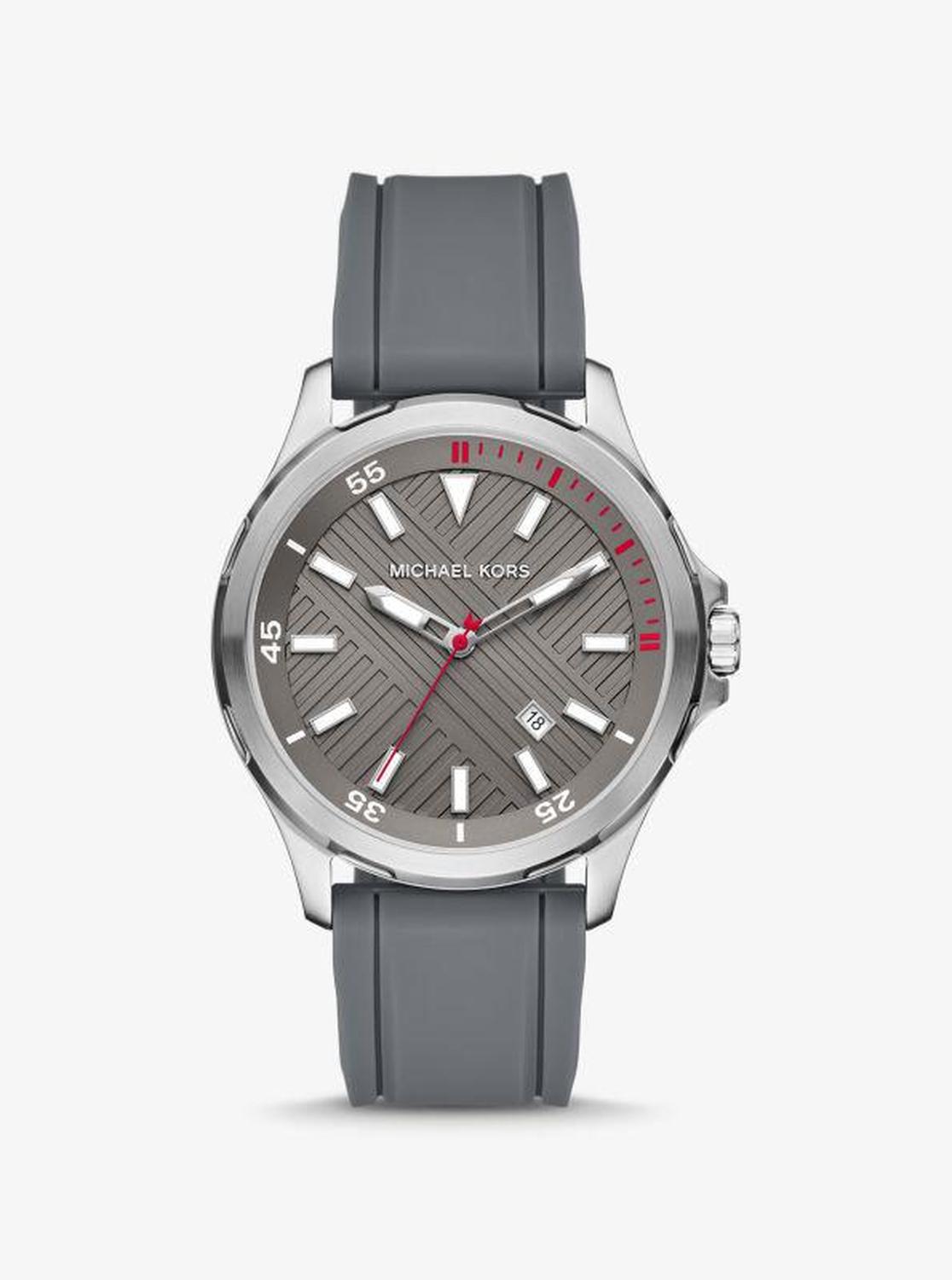 Oversized Bowen Gray-Tone and Silicone Watch