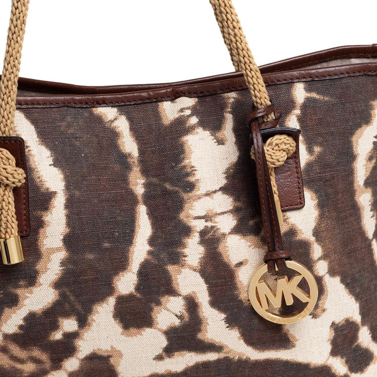 Michael Michael Kors Brown/beige Printed Canvas Rope Handle Tote
