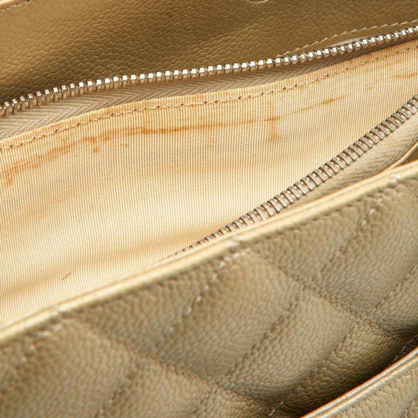 Chanel PearlQuilted Caviar Leather Gst Shopper Tote
