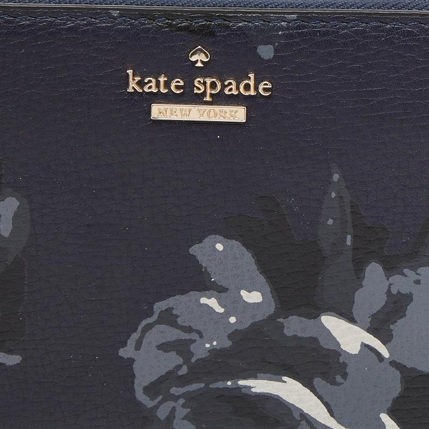 Kate Spade Blue Floral Print Leather Zip Around Wallet
