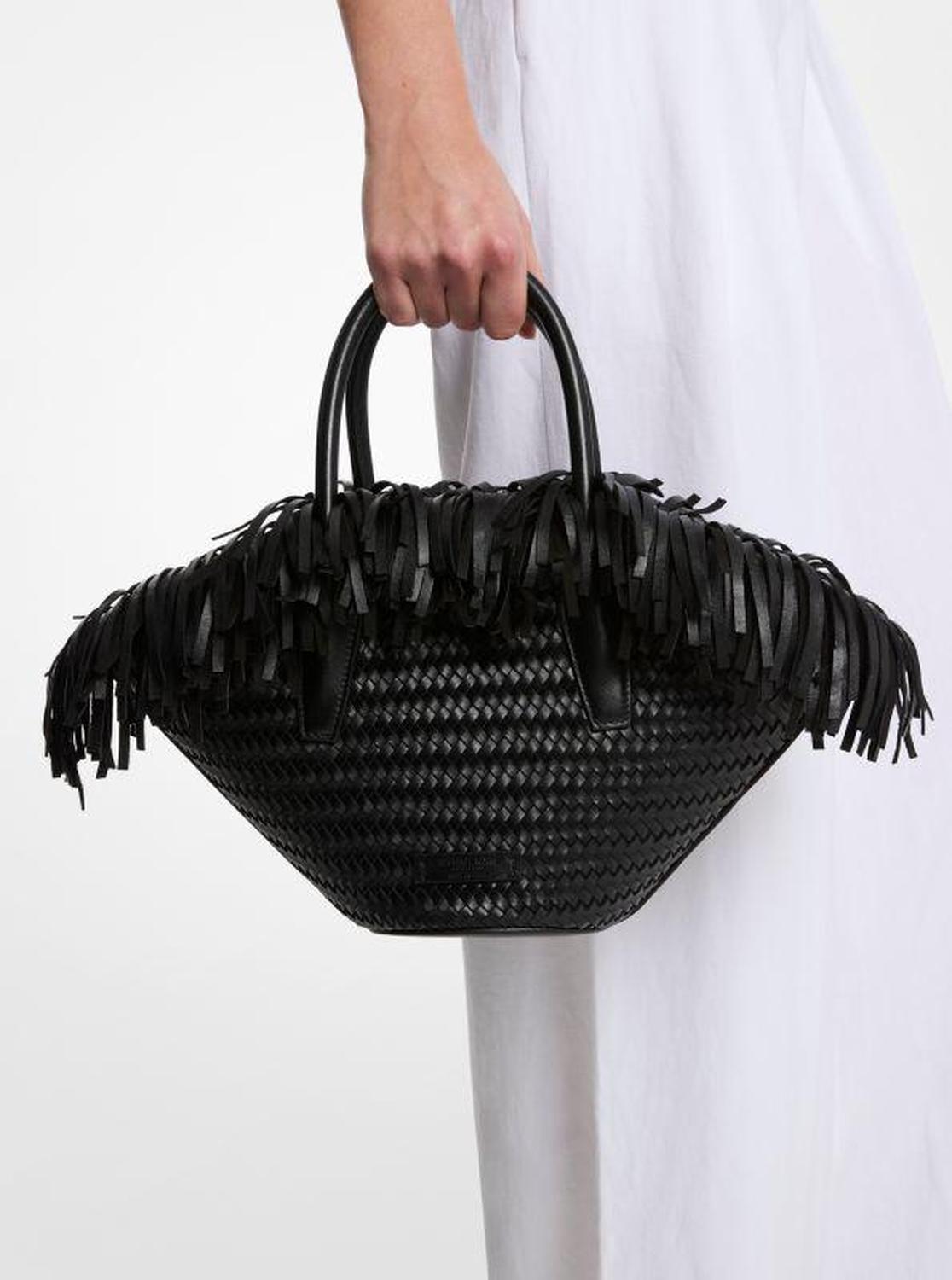 Sardinia Mini Hand-Woven Leather Basket Tote Bag