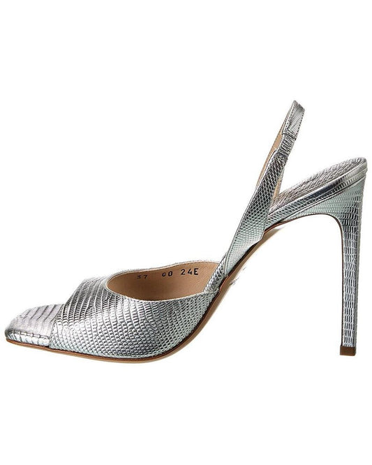 Marisa Lizard-Embossed Leather Slingback Sandal